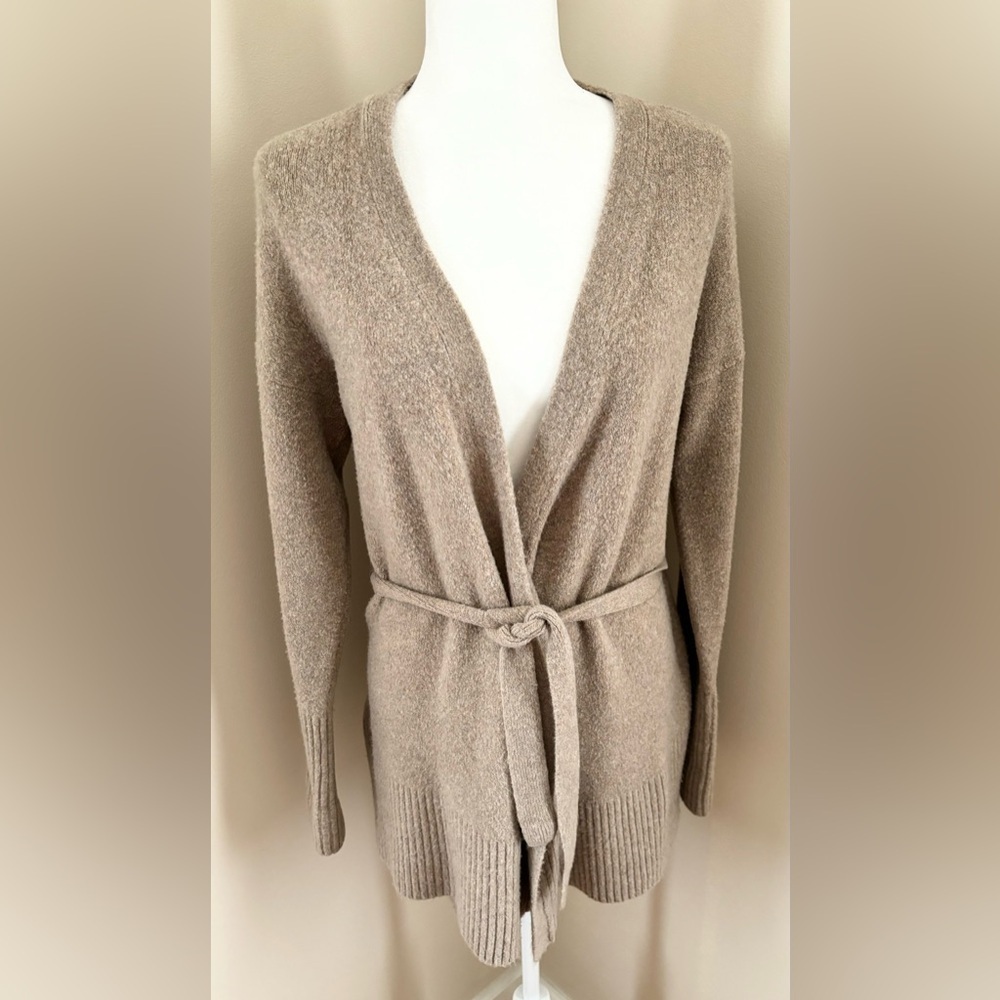 Haven Well Within Long Line Tie Waist Oatmeal Soft Cozy Sweater Cardigan